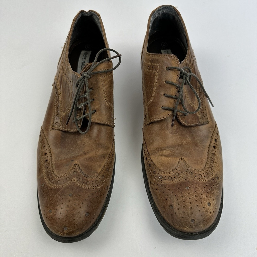 Steve Madden Neville Wingtip Oxford Dress Shoes Brown Leather Men's Size 12 - Picture 4 of 15